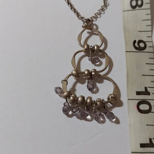 Vintage  Clear Beaded Tibetan Silver Look Necklace‎ with extender